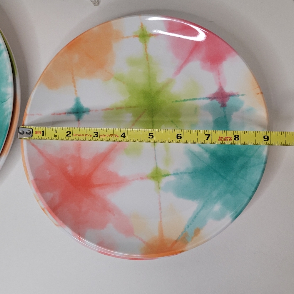 Colorful Lot Tie-Dye Melamine Plates Lot Of 5 Plates - Picture 5 of 8